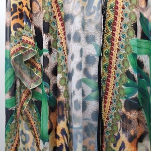 Green with leopard kimono